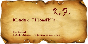 Kladek Filomén névjegykártya